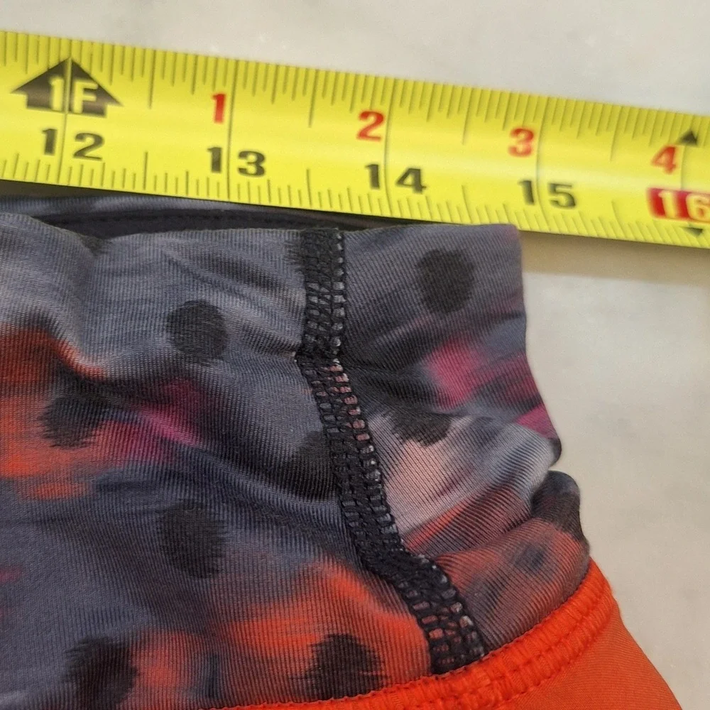 Lululemon Speed Up Shorts Sz 6 Orange Patterned Waistband Running Athletic Cheer